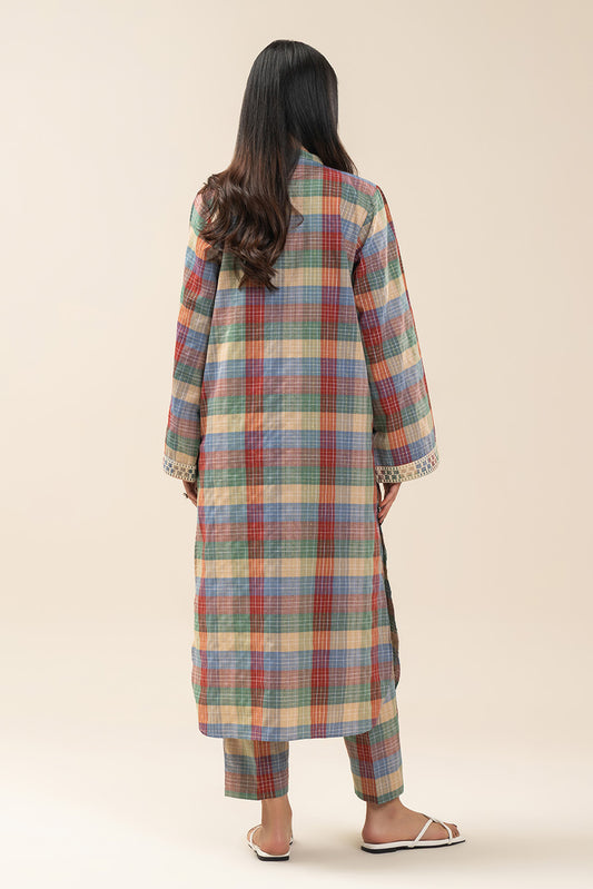 2 PIECE EMBROIDERED LUREX YARN DYED SUIT (PRET)