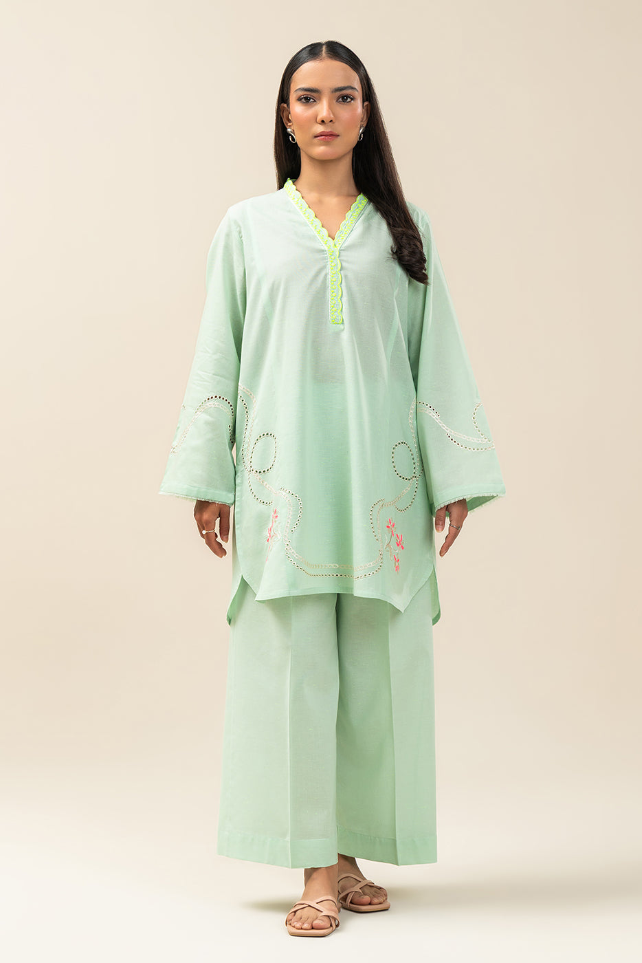 2 PIECE EMBROIDERED NEON NEPS SUIT (PRET)