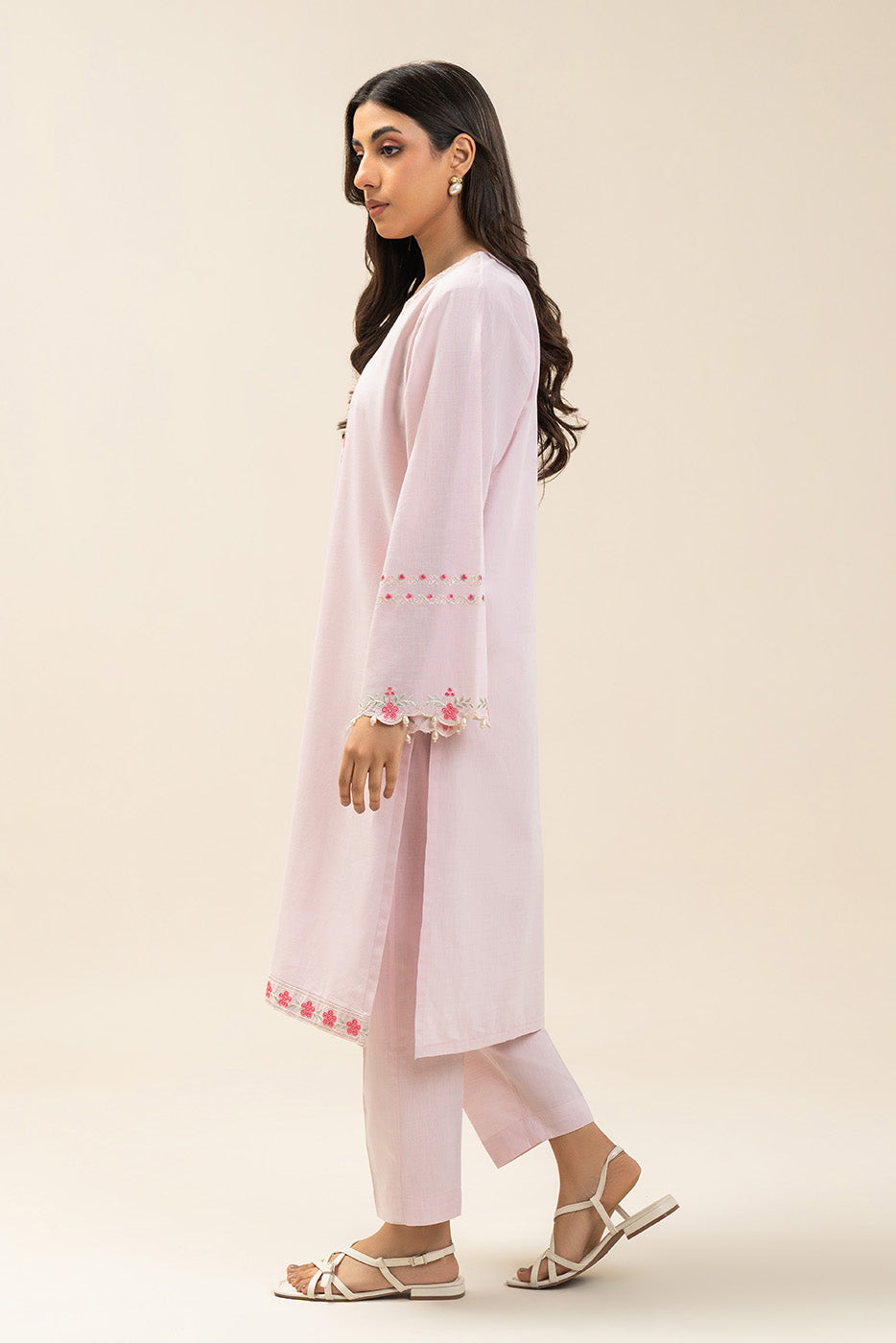 2 PIECE EMBROIDERED CHAMBRAY SUIT (PRET)