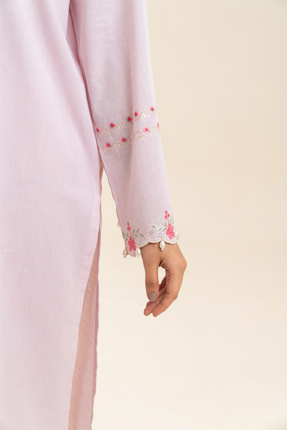 2 PIECE EMBROIDERED CHAMBRAY SUIT (PRET)