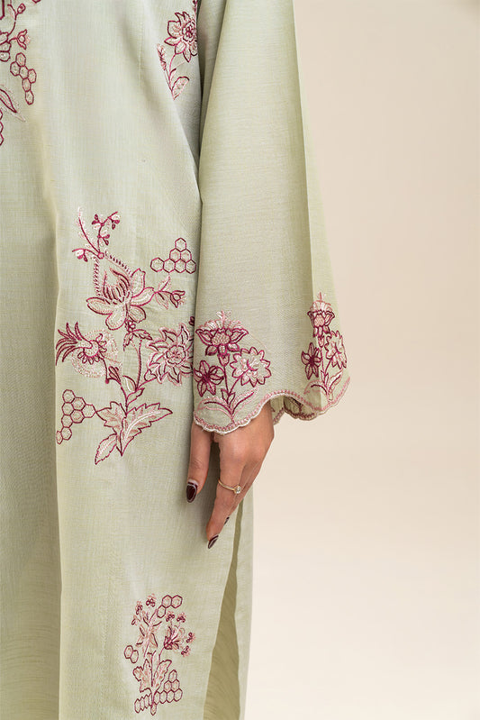 2 PIECE EMBROIDERED CHAMBRAY SUIT (PRET)