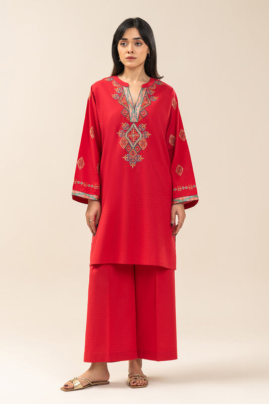 2 PIECE EMBROIDERED DOBBY SUIT (PRET)