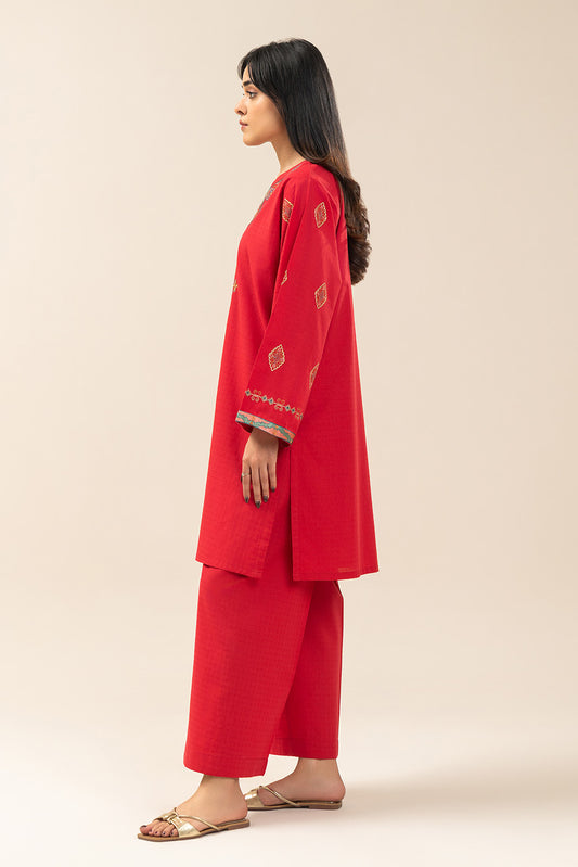 2 PIECE EMBROIDERED DOBBY SUIT (PRET)