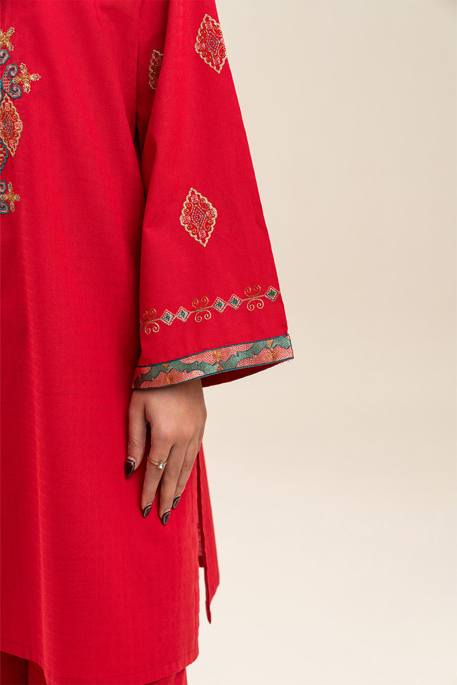 2 PIECE EMBROIDERED DOBBY SUIT (PRET)