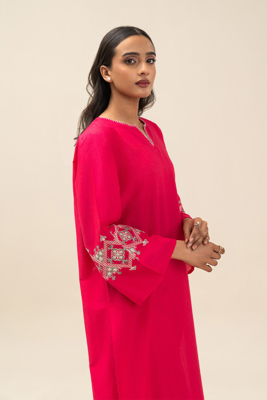 EMBROIDERED DORIA DOBBY SHIRT (PRET)