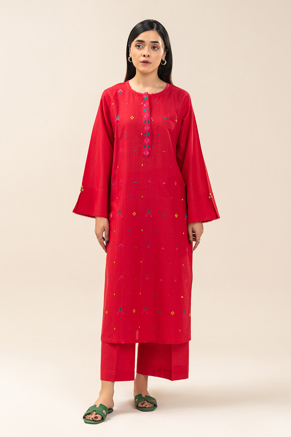 2 PIECE EMBROIDERED DORIA DOBBY SUIT (PRET)