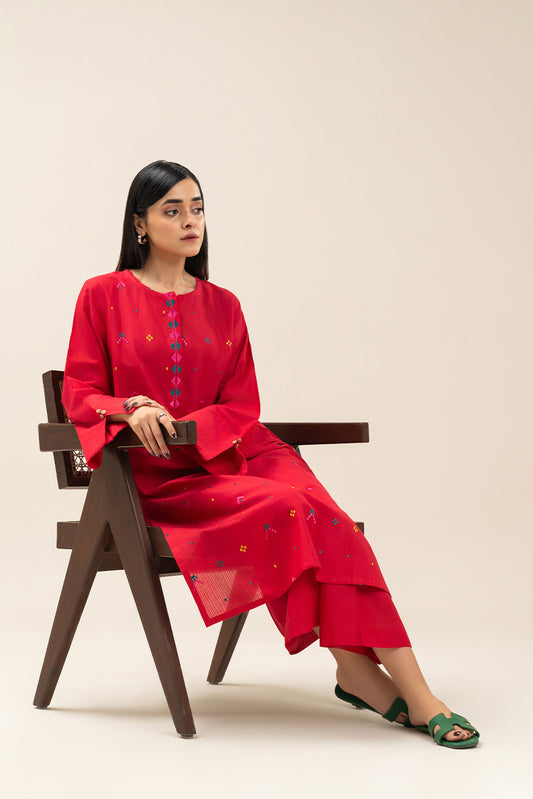 2 PIECE EMBROIDERED DORIA DOBBY SUIT (PRET)