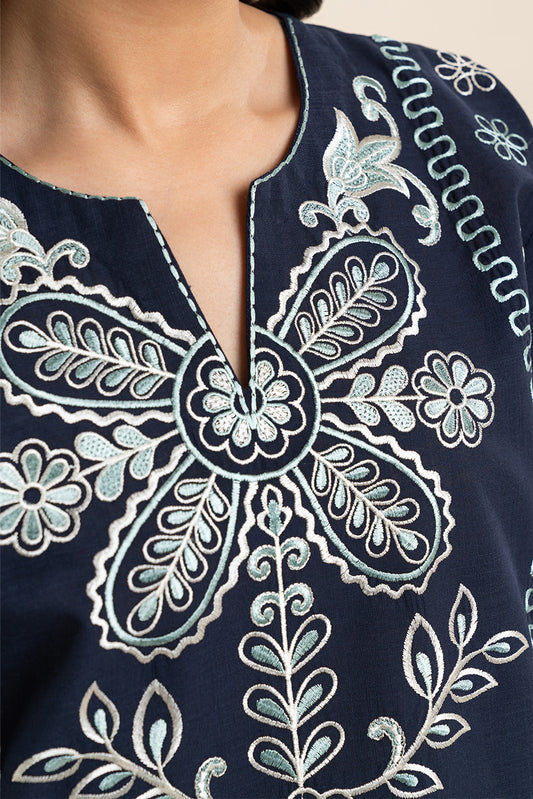 2 PIECE EMBROIDERED TWO WAY SLUB SUIT (PRET)