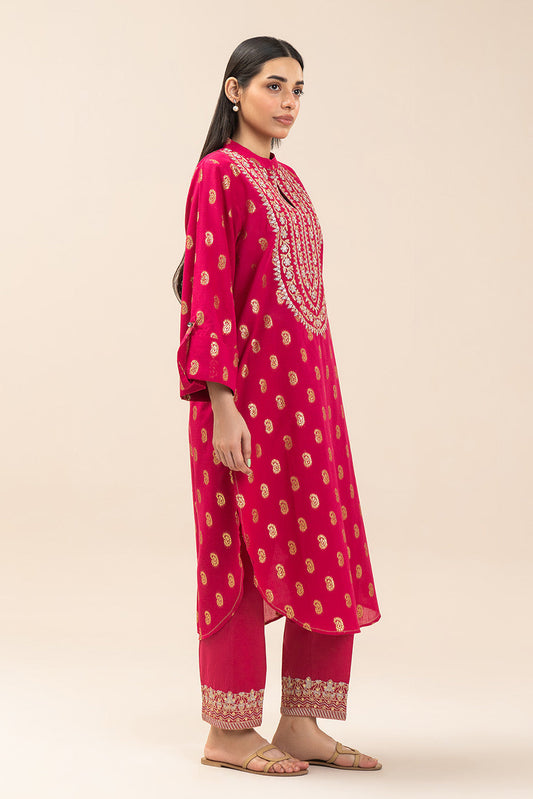 2 PIECE EMBROIDERED LUREX JACQUARD SUIT (PRET)