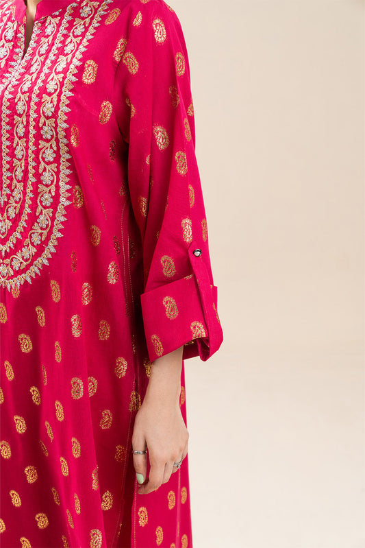 2 PIECE EMBROIDERED LUREX JACQUARD SUIT (PRET)