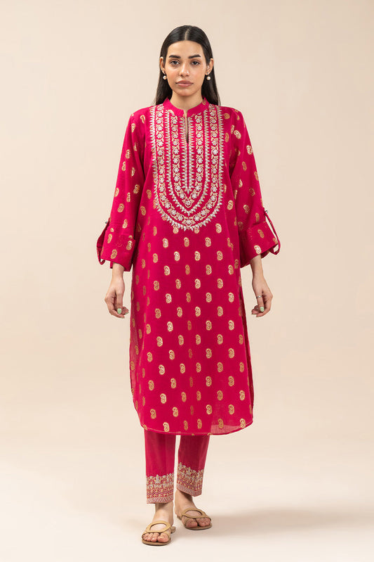 2 PIECE EMBROIDERED LUREX JACQUARD SUIT (PRET)