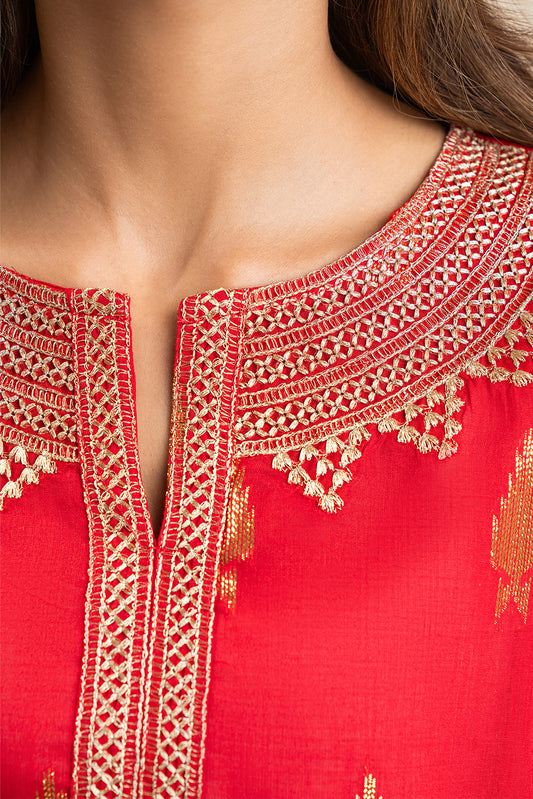 2 PIECE EMBROIDERED LUREX JACQUARD SUIT (PRET)