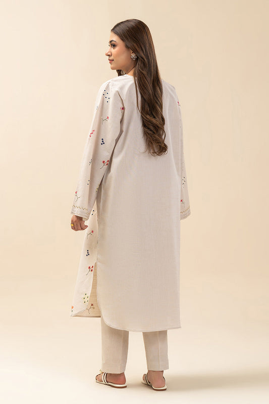 2 PIECE EMBROIDERED CHAMBRAY SUIT (PRET)
