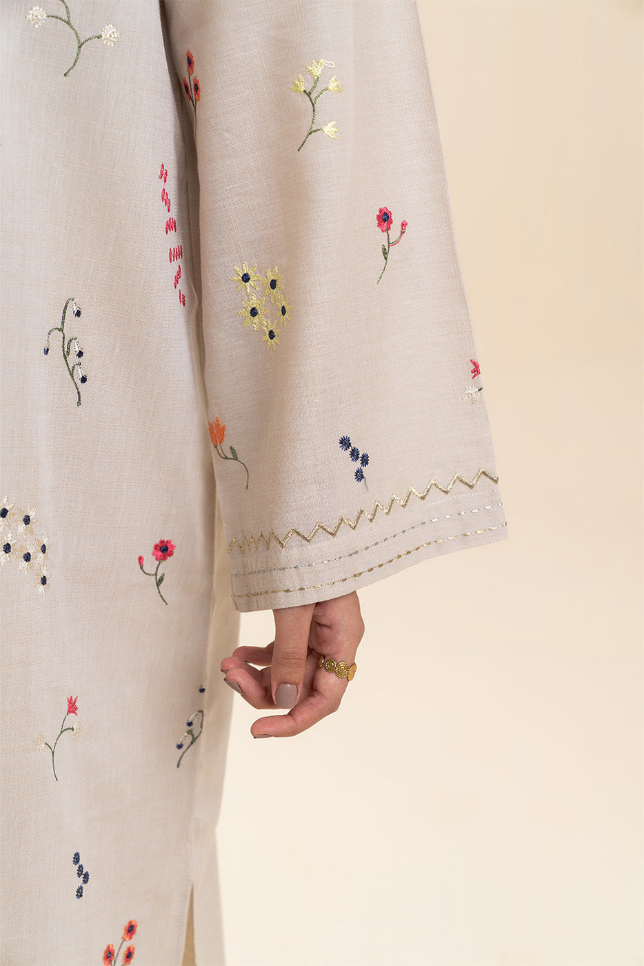 2 PIECE EMBROIDERED CHAMBRAY SUIT (PRET)