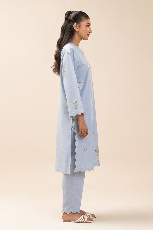 2 PIECE EMBROIDERED CHAMBRAY SUIT (PRET)
