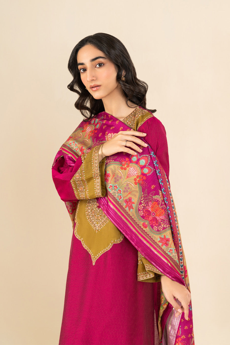 2 PIECE EMBROIDERED TWO TONE MISSOURI SUIT (PRET)