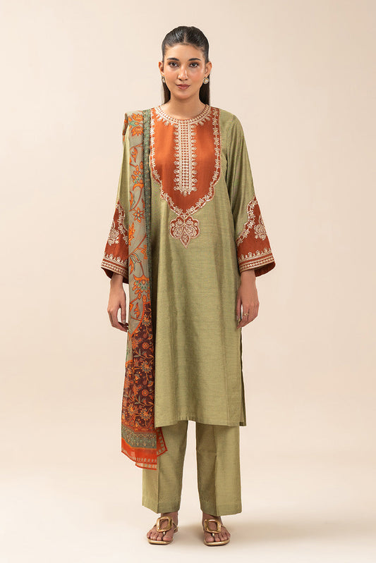 2 PIECE EMBROIDERED TWO TONE MISSOURI SUIT (PRET)
