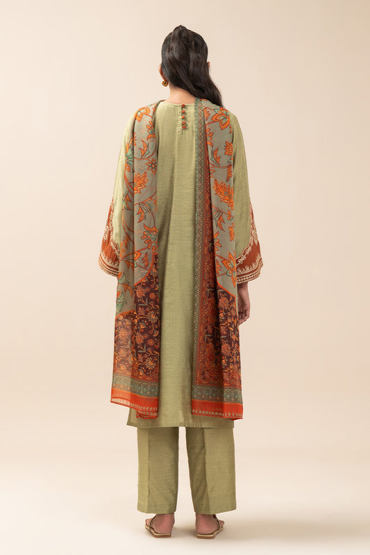 3 PIECE EMBROIDERED TWO TONE MISSOURI SUIT (PRET)
