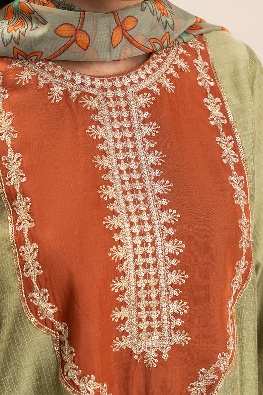 2 PIECE EMBROIDERED TWO TONE MISSOURI SUIT (PRET)