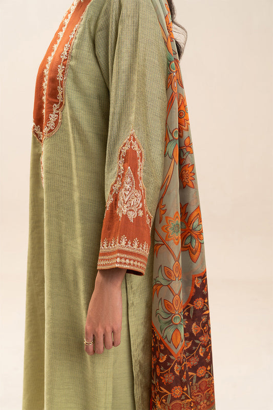 2 PIECE EMBROIDERED TWO TONE MISSOURI SUIT (PRET)