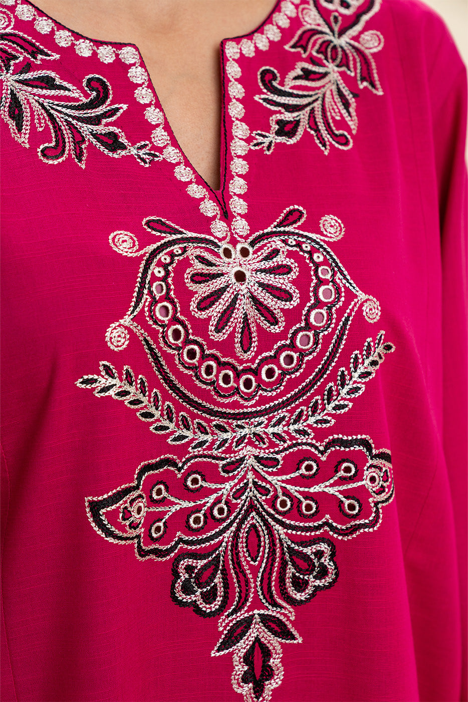 2 PIECE EMBROIDERED CD SLUB SUIT (PRET)