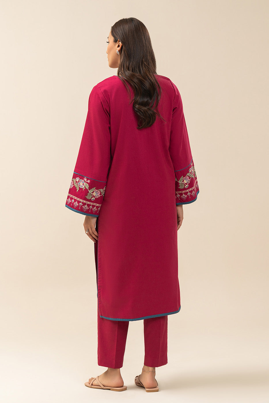 3 PIECE EMBROIDERED SLUB SUIT (PRET)