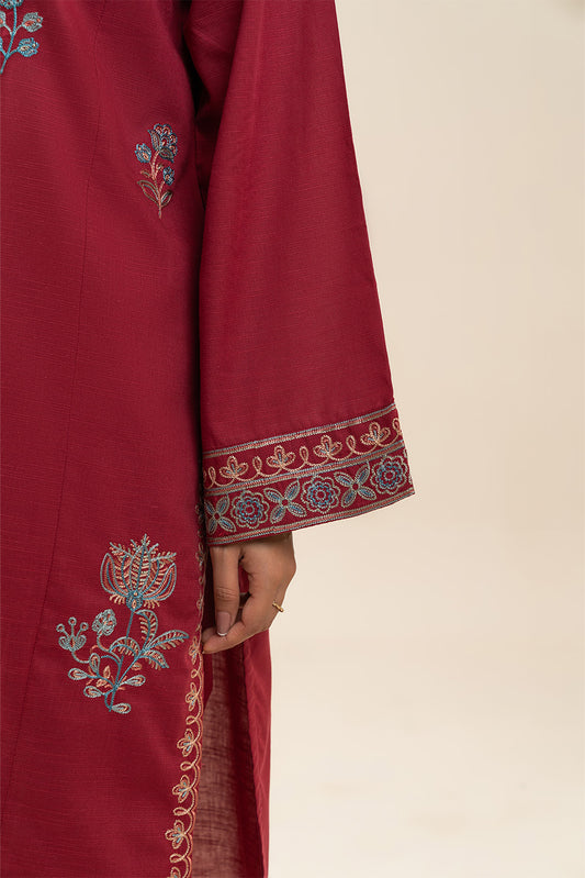 3 PIECE EMBROIDERED SLUB SUIT (PRET)