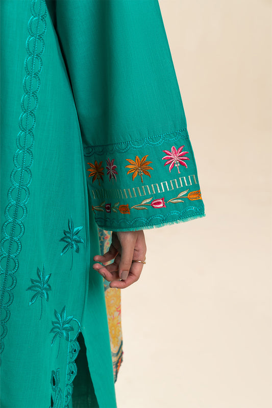 3 PIECE EMBROIDERED SLUB SUIT (PRET)