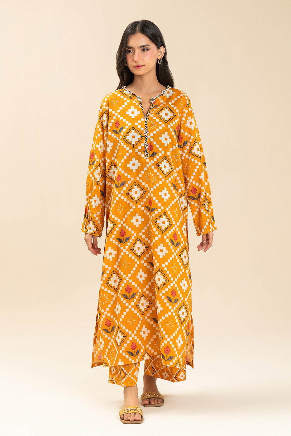 PRINTED LUREX LAWN SHIRT (PRET)