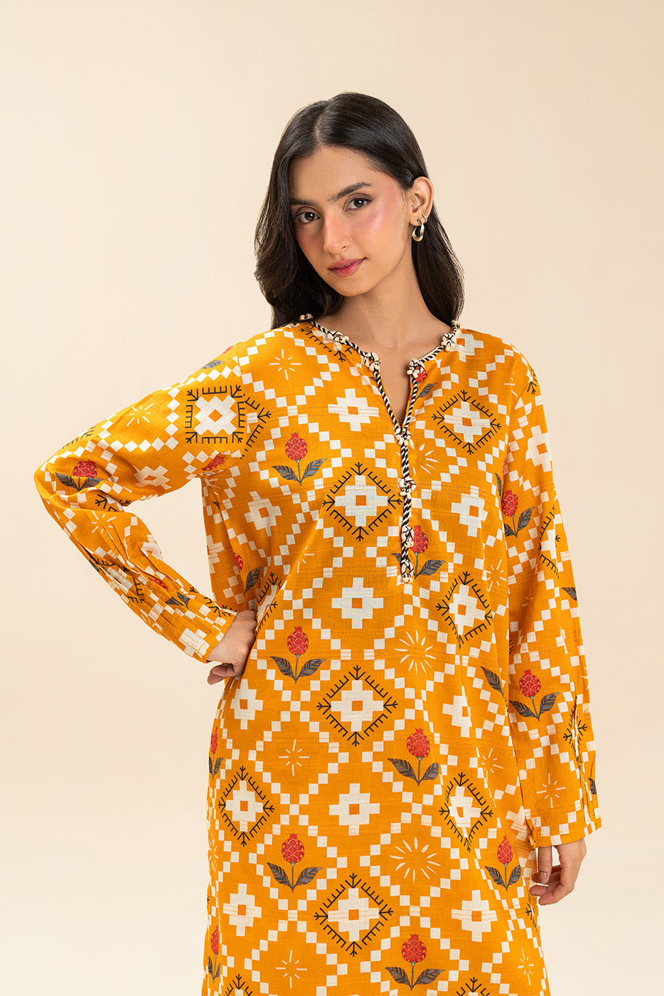 PRINTED LUREX LAWN SHIRT (PRET)