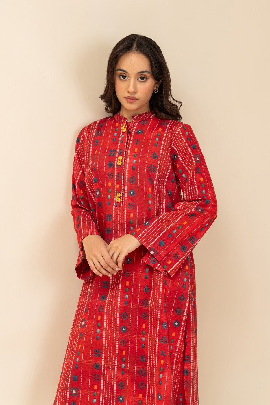 2 PIECE PRINTED LUREX LAWN SUIT (PRET)