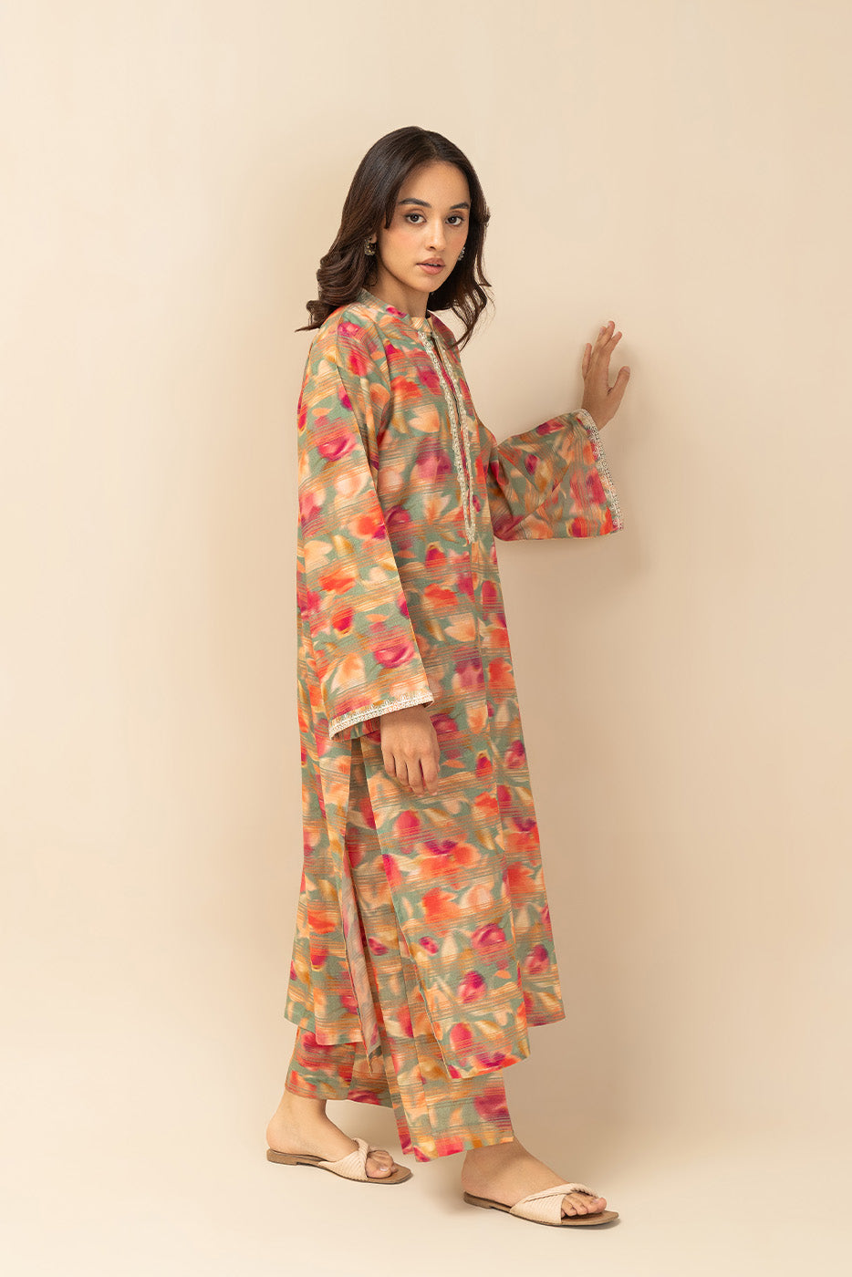 2 PIECE EMBROIDERED LUREX LAWN SUIT (PRET)