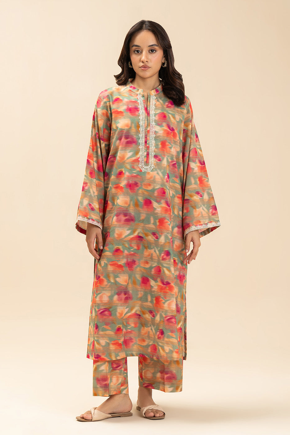 2 PIECE EMBROIDERED LUREX LAWN SUIT (PRET)