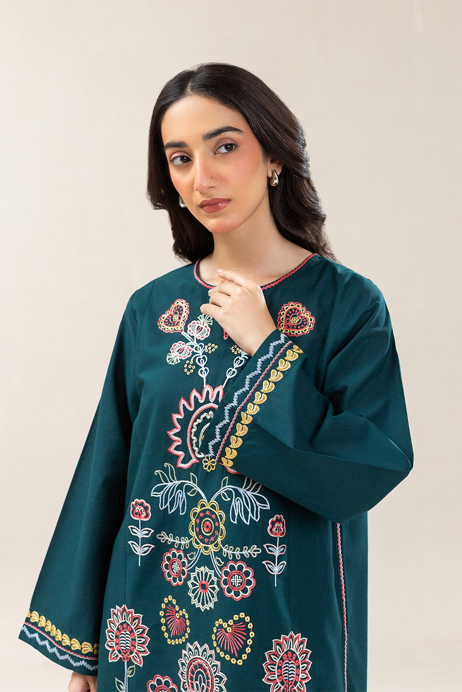 2 PIECE EMBROIDERED SLUB SUIT (FLOW)