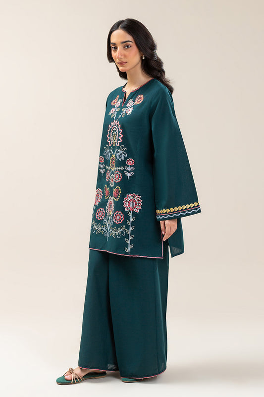 2 PIECE EMBROIDERED SLUB SUIT (FLOW)