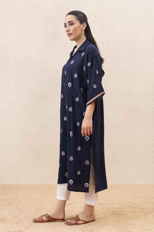 EMBROIDERED POLY CREPE TUNIC(FLOW)