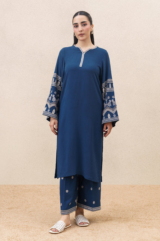 2 PIECE EMBROIDERED POLY CREPE SUIT (FLOW)