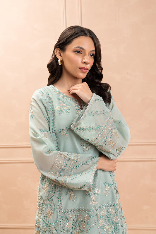 2 PIECE EMBROIDERED PAPER COTTON SUIT (LUXURY PRET)