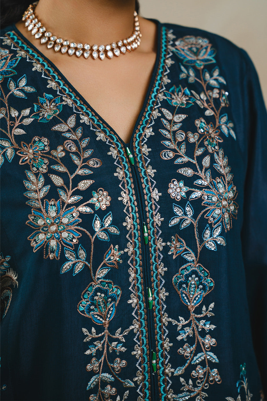 2 PIECE EMBROIDERED RAW SILK SUIT (LUXURY PRET)