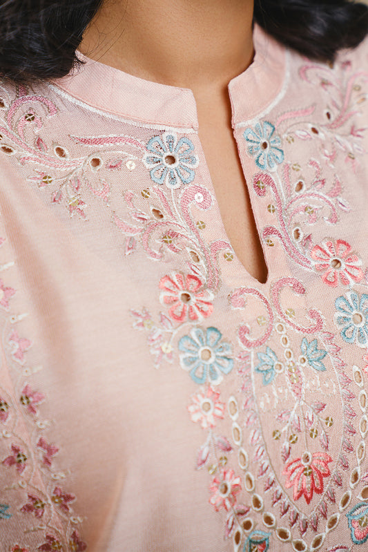 3 PIECE EMBROIDERED TWO TONE SUIT (LUXURY PRET)