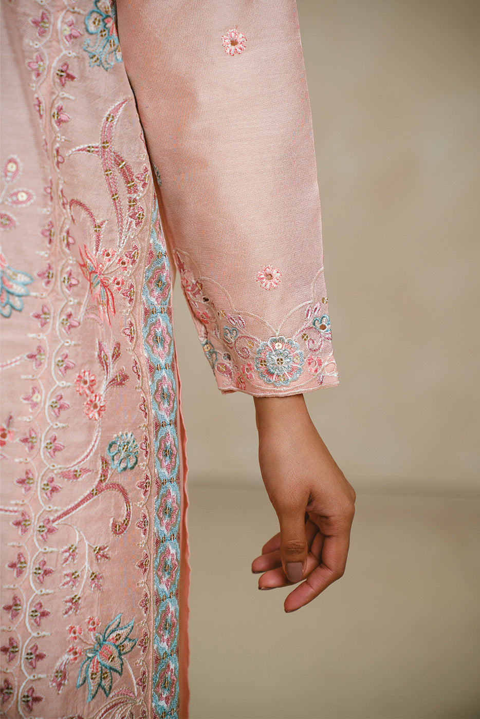 3 PIECE EMBROIDERED TWO TONE SUIT (LUXURY PRET)