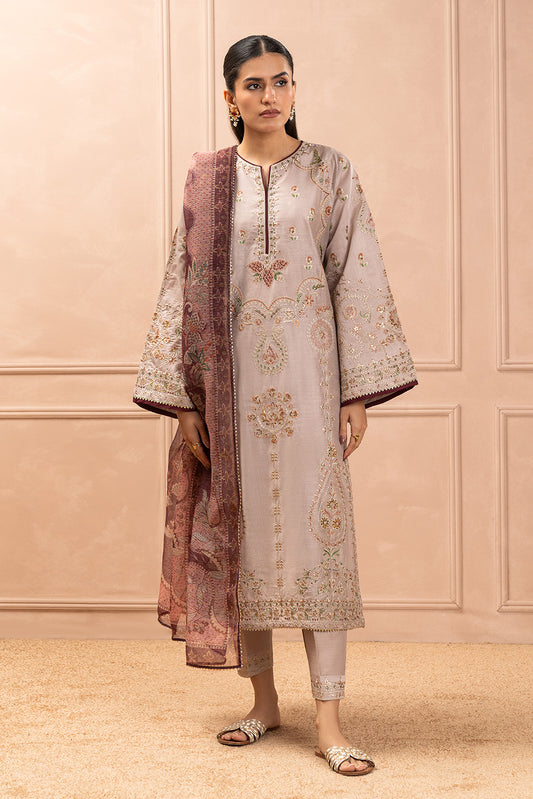 3 PIECE EMBROIDERED TWO TONE SUIT (LUXURY PRET)