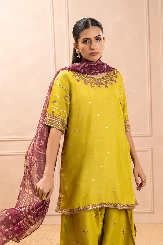 3 PIECE EMBROIDERED RAW SILK SUIT (LUXURY PRET)