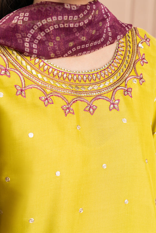 3 PIECE EMBROIDERED RAW SILK SUIT (LUXURY PRET)