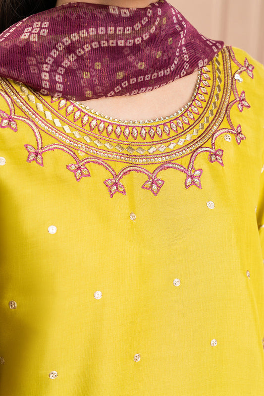 3 PIECE EMBROIDERED RAW SILK SUIT (LUXURY PRET)