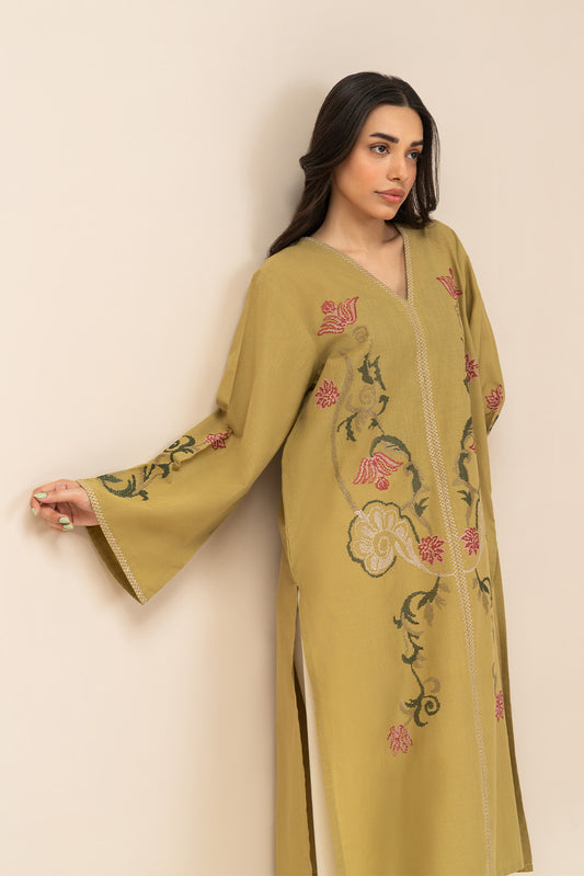 EMBROIDERED SLUB SHIRT (PRET)
