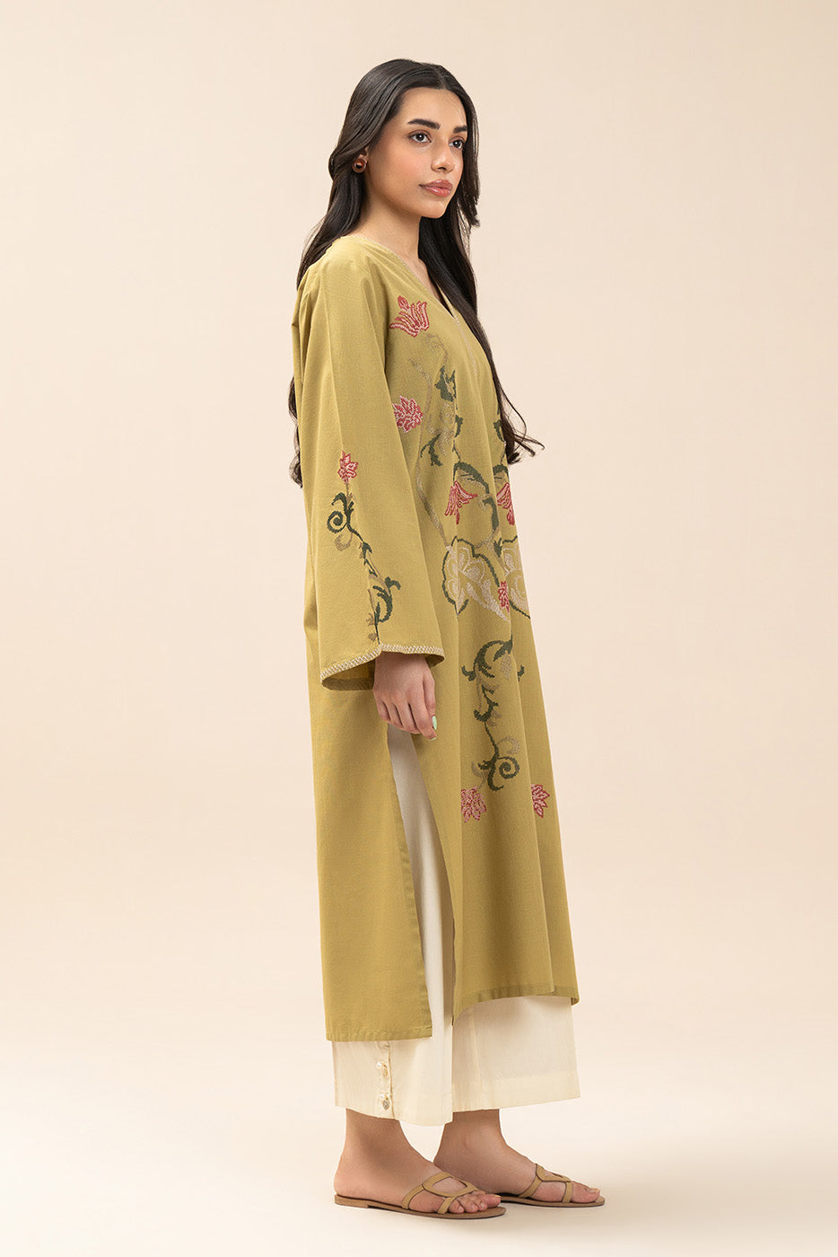 EMBROIDERED SLUB SHIRT (PRET)