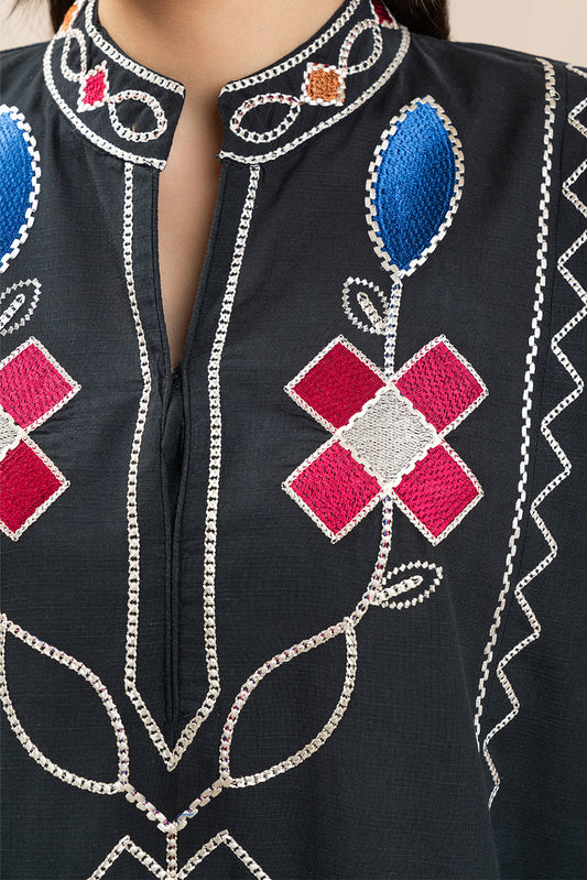 2 PIECE EMBROIDERED SLUB SUIT (PRET)