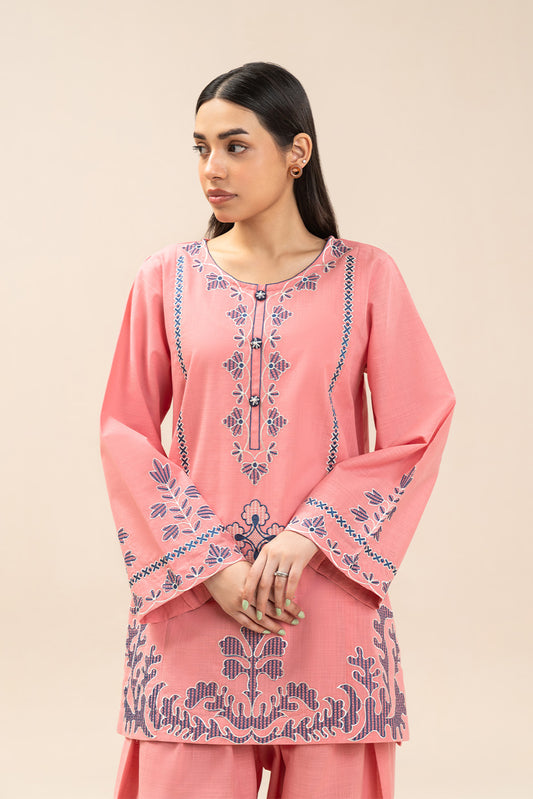 2 PIECE EMBROIDERED TWO WAY SLUB SUIT (PRET)