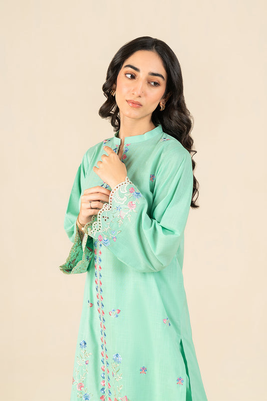 2 PIECE EMBROIDERED TWO WAY SLUB SUIT (PRET)